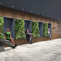 Modern Beauty Hair Salon Waiting Area With Living Plant Wall Wooden Decor And Marble Floor