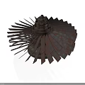Industrial Mechanical Equipment With Rusted Metal Blades And Radial Structure