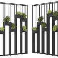 Stylish Black Metal Room Divider With Multiple Planters And Green Plants