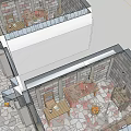 Medieval Castle Reception Desk Area With Stone Brick Floor Arched Doorways And Torches