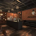 Stylish Beauty and Hair Salon Interior With Brick Walls Pendant Lights Workstations and Product Shelves