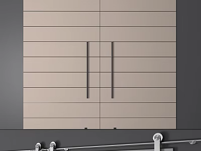 Modern Double Hinged Door Design With Sleek Light Beige Panels And Metal Handles 3d model