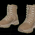 Brown Military Boots With Lace Up Closure Thick Soles And Perforated Design