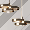 Two Modern Metallic Ring Design Pendant Lights Hanging Illuminated Ceiling Fixtures 3d model