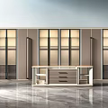Modern Wardrobe Interior Design With Glass Panel Doors And Central Storage Table 3d model