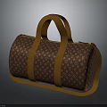 Stylish Brown Monogrammed Leather Handbag With Dual Handles And Shoulder Strap