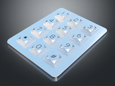 Modern Computer Numeric Keypad With Silver Raised Keys And Sleek Design 3d model