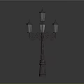 Vintage Street Lamp With Multiple Glass Lanterns And Ornate Metal Brackets