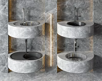 Modern dish washing basin sink 3d model