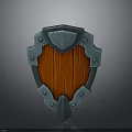 Medieval Shield With Metal Frame Wooden Center And Decorative Rivets Design