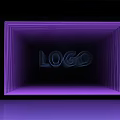 Purple 3D Mirror Frame Featuring Stripes And LOGO Text Reflection Effect