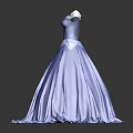 Elegant Princess Blue Gown With White Shoulder Accent Sheer Long Sleeves And Full Skirt