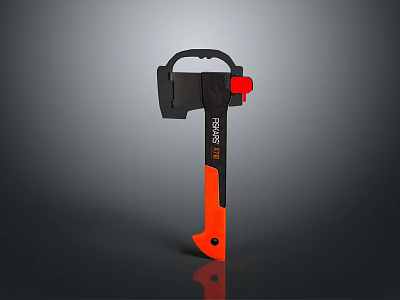 Fiskars X7 Axe With Black Head And Orange Handle And Red Accent For Chopping Tasks 3d model