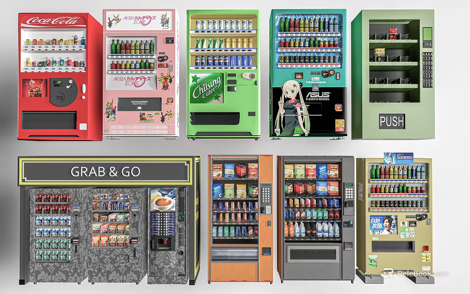 Smart Vending Machines With Various Snacks Beverages And Grab Go Features 3d model 