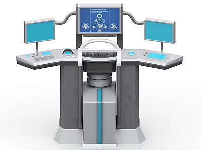 Advanced Industrial Control Console Featuring Multiple Monitors And Control Panel 3d model