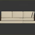 Modern L Shaped Sectional Sofa With Beige Upholstery And Dark Wooden Armrests