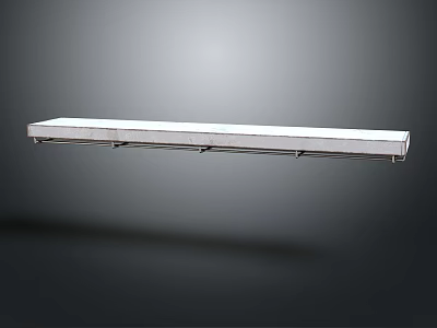 Floating White Long Bench With Metal Brackets In Modern Minimalist Design 3d model