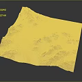 Alpine Plants Growing On Mountain Terrain Model With Winding Roads And Snowy Areas