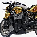 Sleek Modern Motorcycle With Gold And Black Design