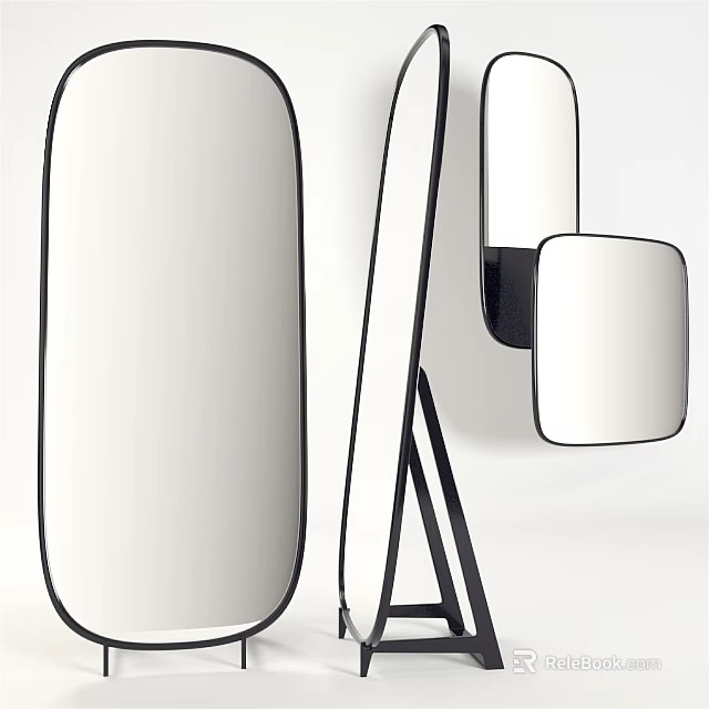 Modern Minimalist Mirrors With Different Shapes And Black Frame For Home Decor Design 3d model 