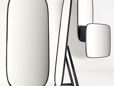 Modern Minimalist Mirrors With Different Shapes And Black Frame For Home Decor Design 3d model