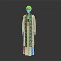Blue Traditional Robe With Black White Floral Embroidery And Decorative Patterns