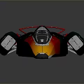 Colorful Streamlined Spacecraft Model Featuring Red Green Orange Black Design For Aerospace Exploration