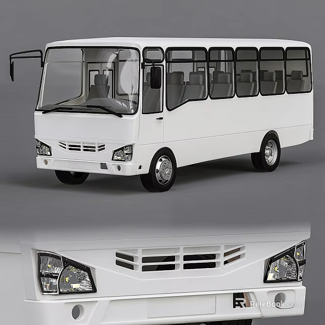 White Modern City Bus With Multiple Windows And Passenger Seats Design 3d model 
