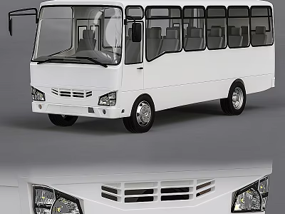 White Modern City Bus With Multiple Windows And Passenger Seats Design 3d model