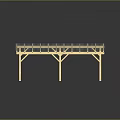 Wooden Pergola With Slatted Roof And Light Colored Support Legs Outdoor Structure Design