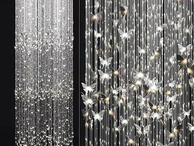 Elegant Crystal Chandelier With Hanging Pendants And Butterfly Decor For Interior Illumination 3d model