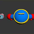 Cartoon Character With Blue Helmet Red Gloves Angry Expression Floating Can And Cotton Object