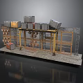 Industrial Equipment Storage Rack With Metal Frame Multiple Boxes And Round Items