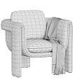 Cozy Red Fabric Accent Chair With Black And White Geometric Pattern Blanket