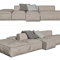 Comfortable Light Beige Sectional Sofa With Modern Design And Gray White Cushions 3d model