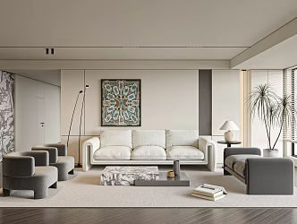 Modern Living Room Living Room Sofa Coffee Table Combination 3d model