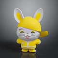 Cute Cartoon Rabbit Character With Yellow Hat Outfit And White Ears Smiling Tongue Out