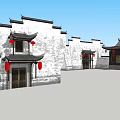 Traditional Ancient Architecture Complex With Courtyard White Walls And Black Tiled Roofs