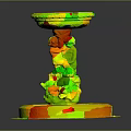 Stone Fountain With Angel Carvings On Circular Base And Top Basin