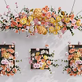 Elegant Floral Wall Decor With Multiple Frames And Colorful Blossom Design 3d model