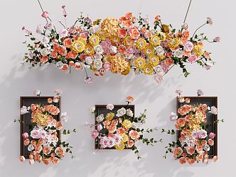 Modern Wall Decoration Flower Wall Decoration Pendant Wedding Floral Furnishings 3d model