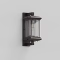 Traditional Wall Lamp With Metal Frame Vertical Striped Glass Emitting Warm Light Mounted On Wall