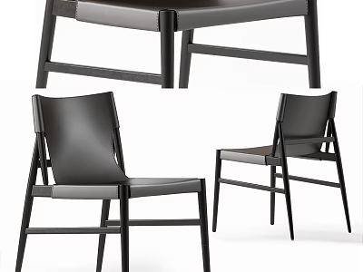 Black Leather Leisure Chair With Modern Sleek Design And Sturdy Black Legs 3d model