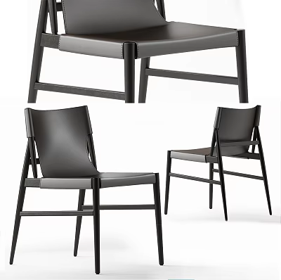 Black Leather Leisure Chair With Modern Sleek Design And Sturdy Black Legs 3d model