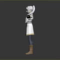 Fantasy Character With White Long Hair Elf Ears White Robe Gold Trim Blue Pants Boots