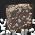 Transparent Cube Box Filled With Illuminated White Cylindrical Objects Scattered Around