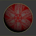 Vibrant Red Decorative Sphere With White Stripes And Glossy Surface Design