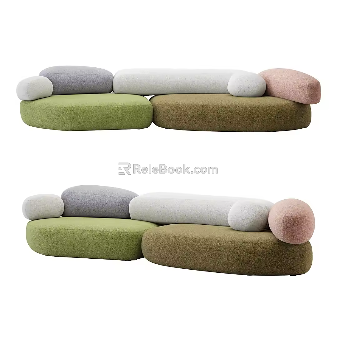 Modern minimalist double sofa 3d model
