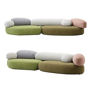 Modern minimalist double sofa 3d model