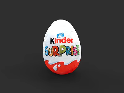 Colorful Kinder Surprise Egg With White Red Exterior And Brand Design 3d model